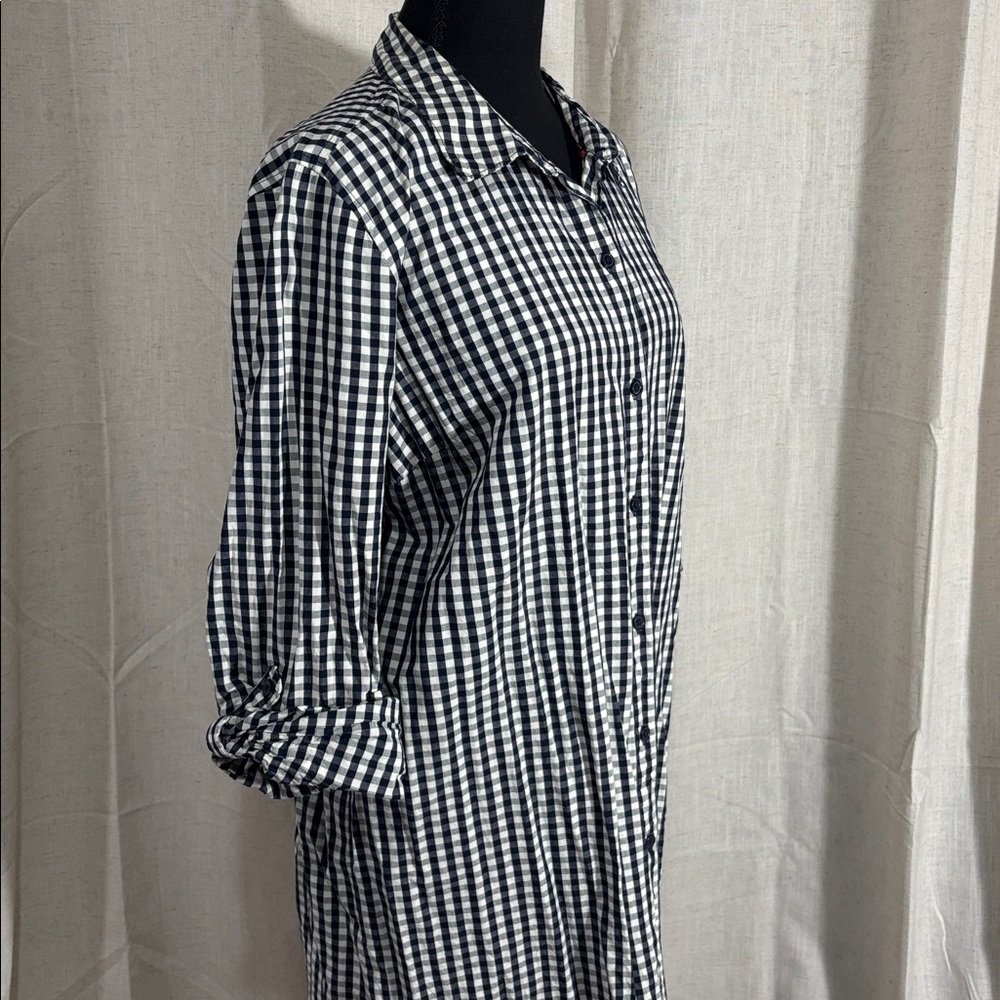 Basic Editions Black And White Gingham Shirt Dress - image 4